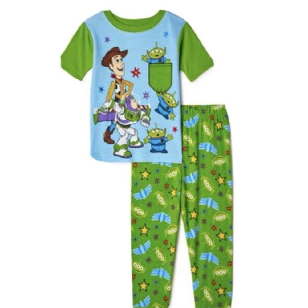 Disney Pixar Toy Story Toddler Boys Buzz Lightyear Woody Pajama Set Size 5T NWT
